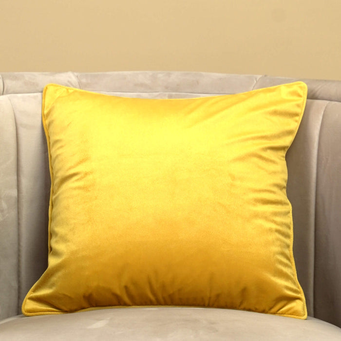 velvet cushion cover mustard