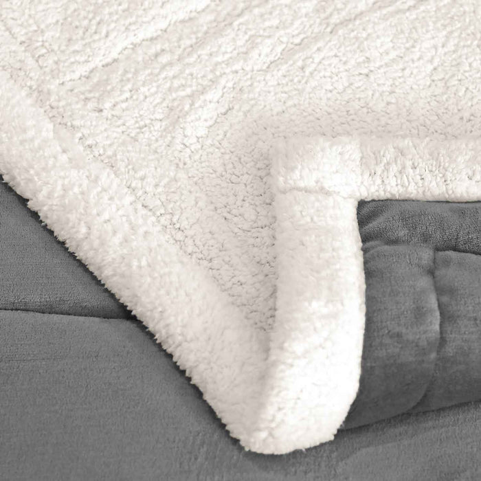 square boxes sherpa border winter comforter