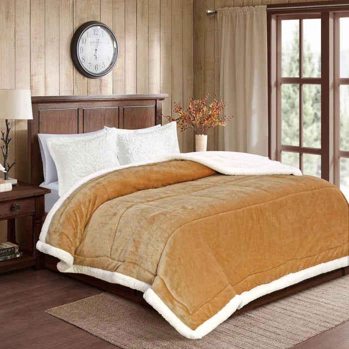 square boxes sherpa border winter comforter