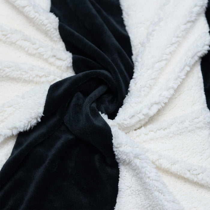 all seasons ultrasoft stripped fleece sherpa blanket