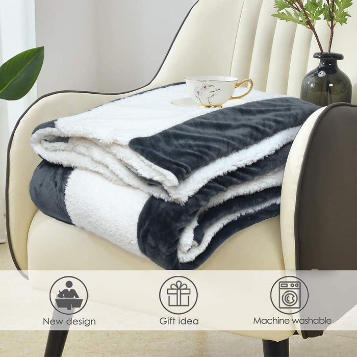 all seasons ultrasoft stripped fleece sherpa blanket
