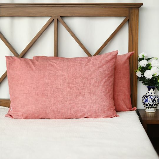 textured red polycotton pillow covers