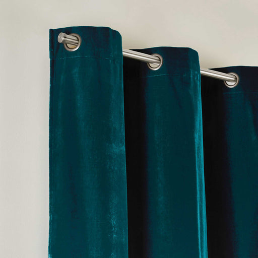 ultrasoft fine grommet top velvet curtain panel teal
