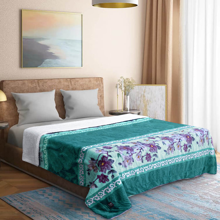 soft warm floral print embossed sherpa blankets