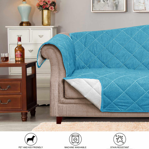 bed rock teal quilted sofa cover set