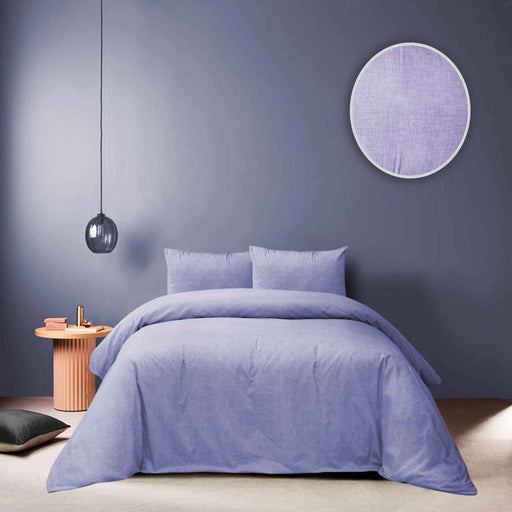 textured lilac polycotton bedsheet set