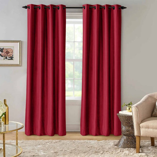 ultrasoft fine grommet top velvet curtain panels red