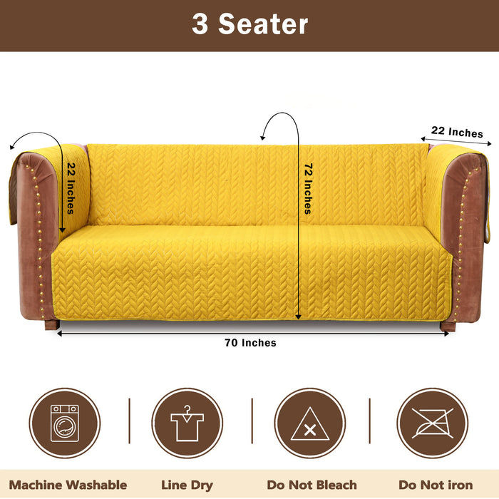 ultrasonic quilted sofa cover set mustard