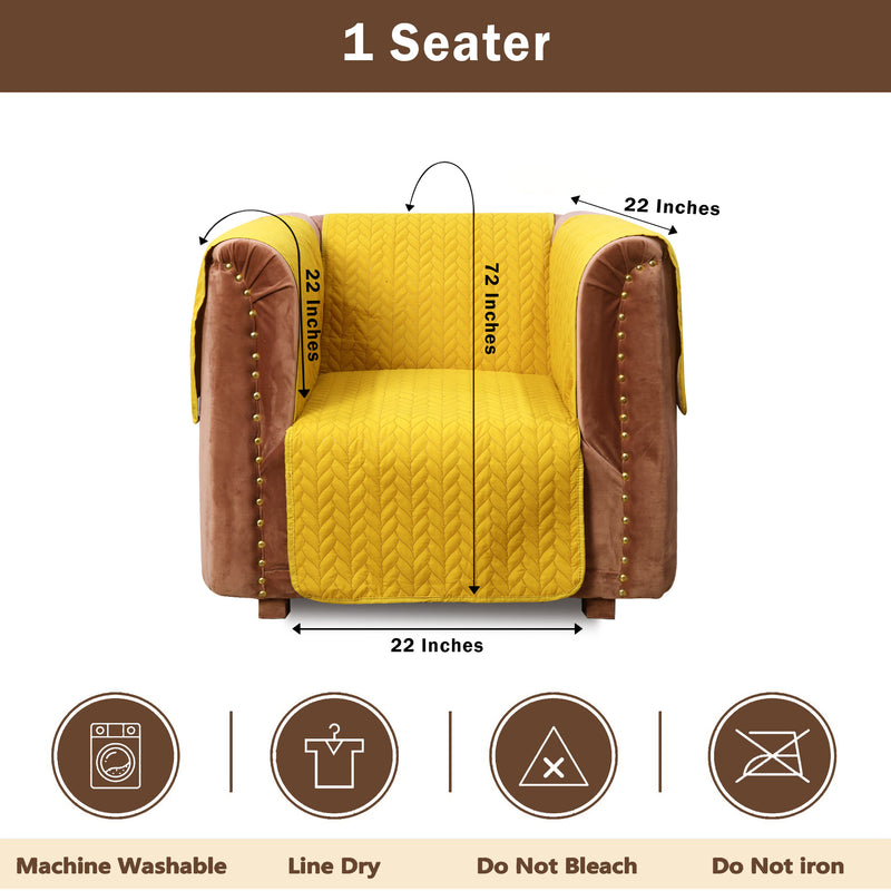 ultrasonic quilted sofa cover set mustard