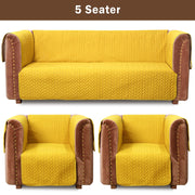 ultrasonic quilted sofa cover set mustard