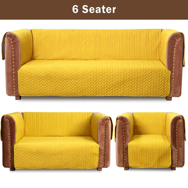 ultrasonic quilted sofa cover set mustard