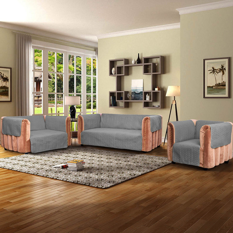 ultrasonic quilted sofa cover set grey