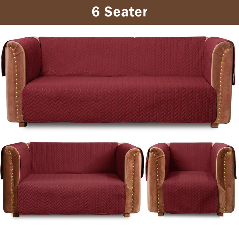 ultrasonic quilted sofa cover set maroon