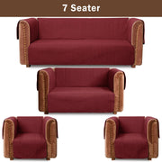 ultrasonic quilted sofa cover set maroon