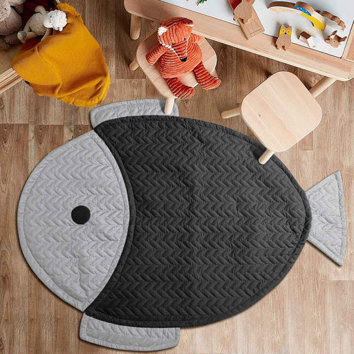 ultrasonic quilted fish playing mat black grey