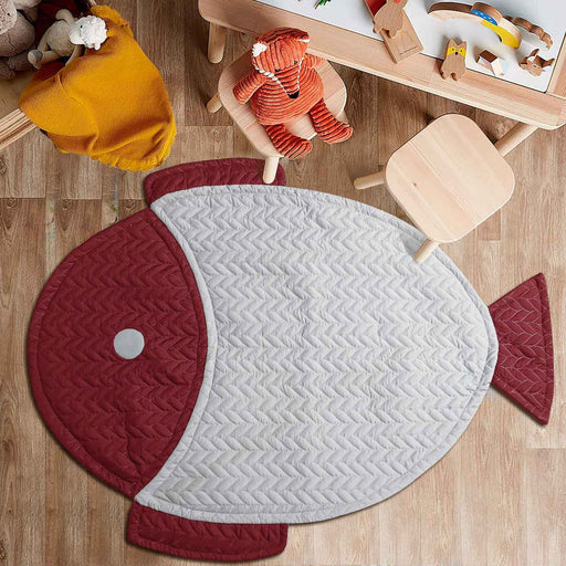 ultrasonic quilted fish playing mat maroon grey