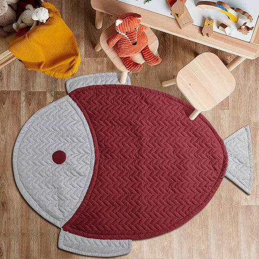 ultrasonic quilted fish playing mat maroon grey