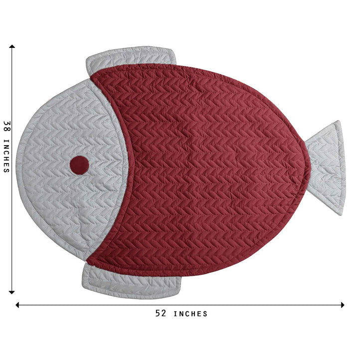 ultrasonic quilted fish playing mat maroon grey