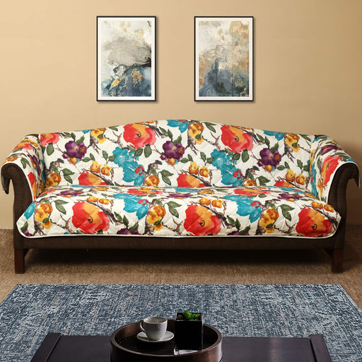 watercolor flowers quilted sofa cover set