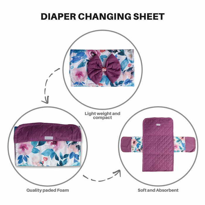watercolour flowers baby diaper changing sheet