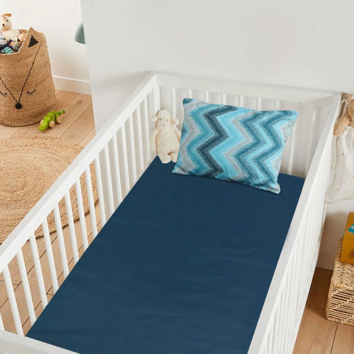 blue zig zag line baby bedsheet pillow