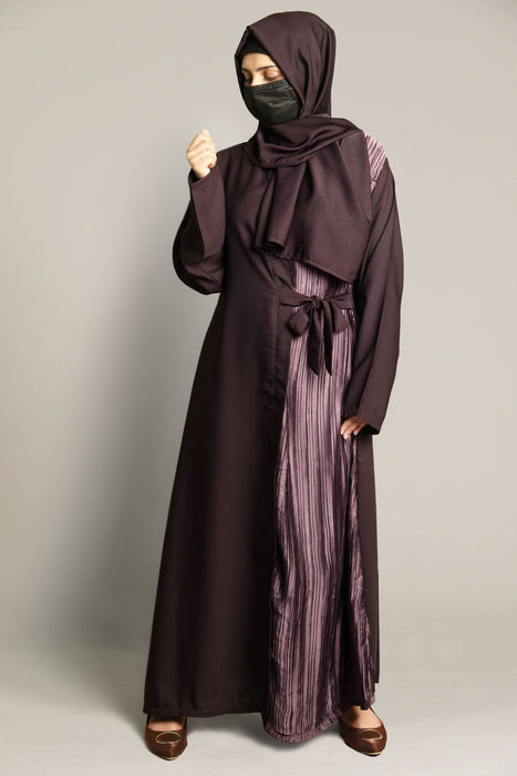 front cut crushed pleated abaya