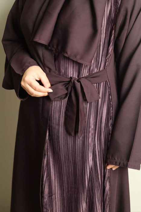 front cut crushed pleated abaya