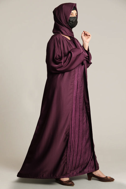 crushed pleats front layered abaya