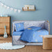 blue hot air balloon baby cot set