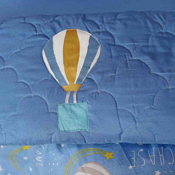 blue hot air balloon baby cot set