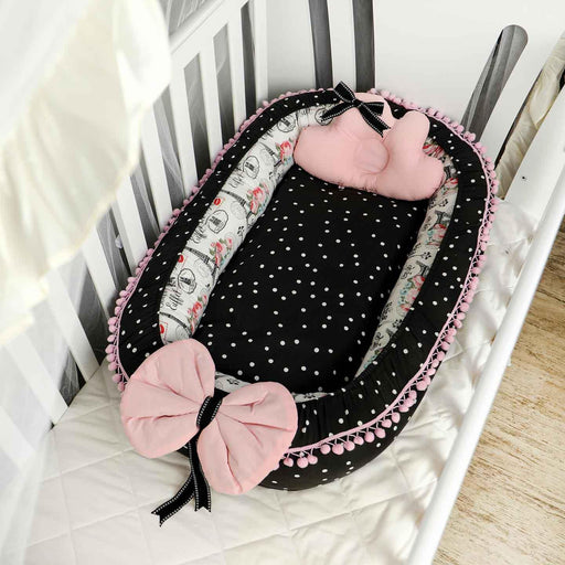 black dots baby snuggle bed