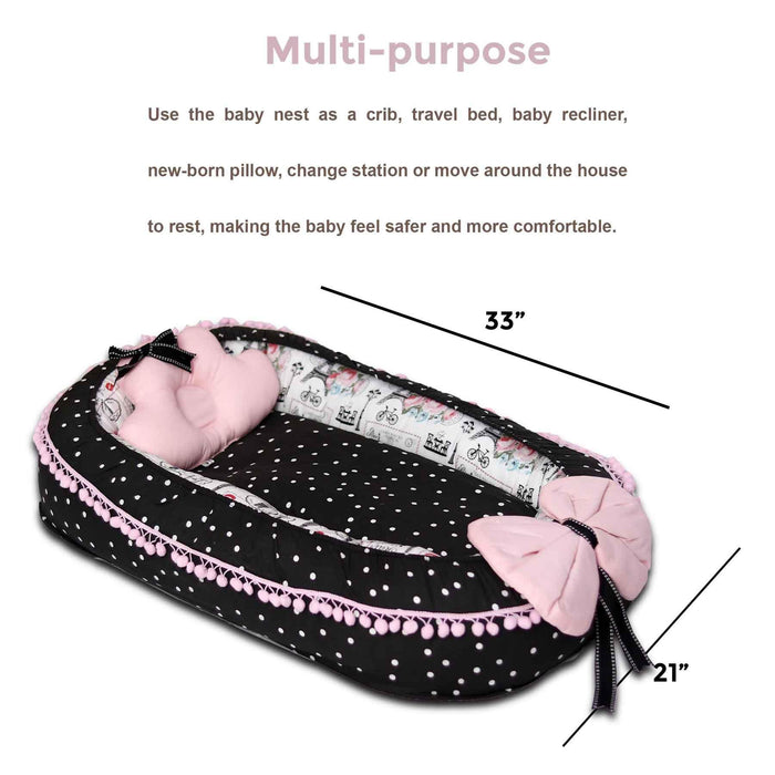 black dots baby snuggle bed