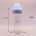 blue and pink glass feeder