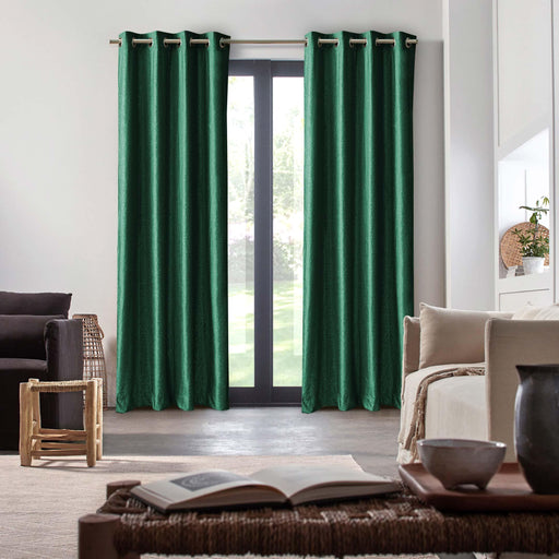 branched leaves embossed velvet curtains green