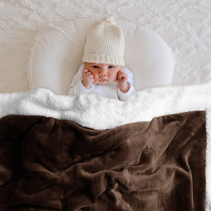 border plush fleece sherpa blanket