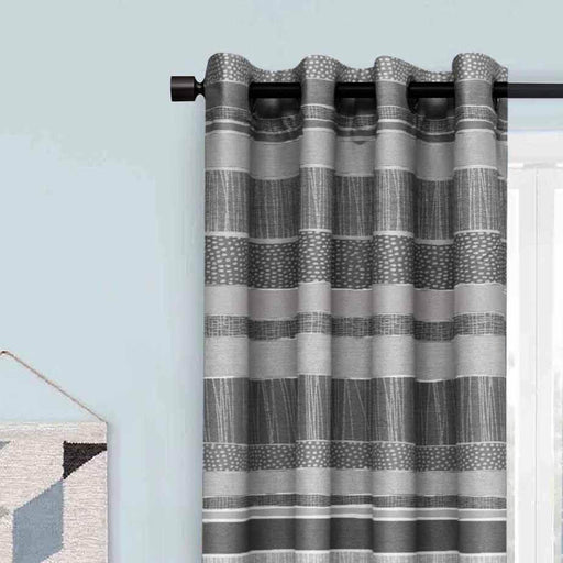 brown lines light filtering single curtain panel stitched