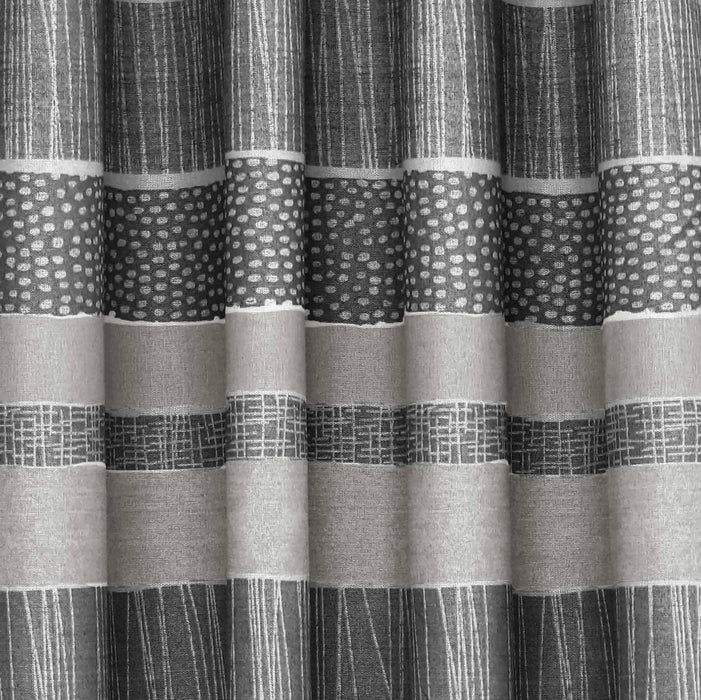 brown lines light filtering single curtain panel stitched