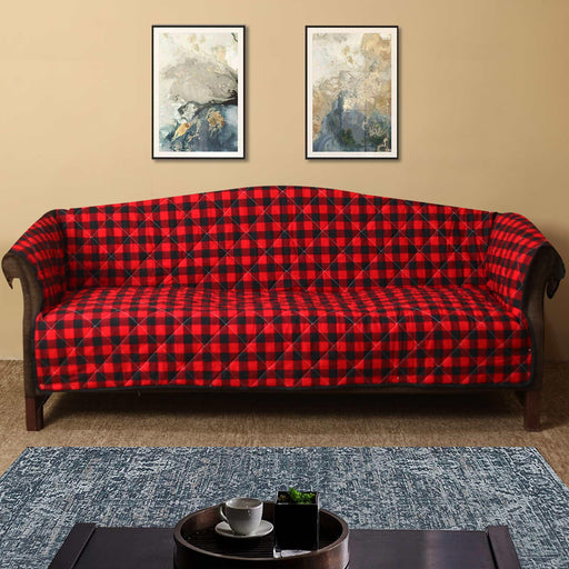 buffalo print quilted sofa cover set
