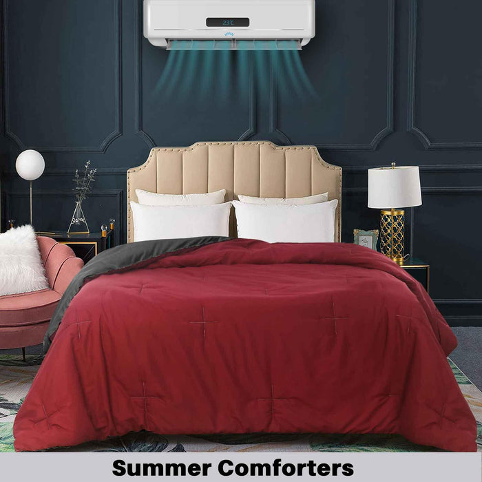 cross tuck summer comforter maroon grey