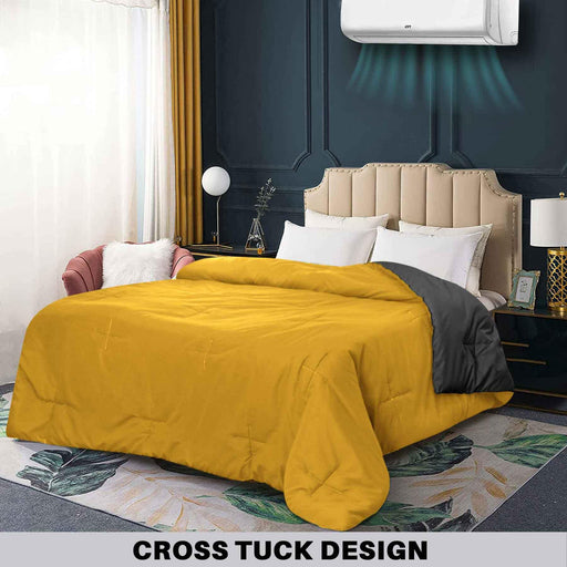 cross tuck summer comforter mustard grey