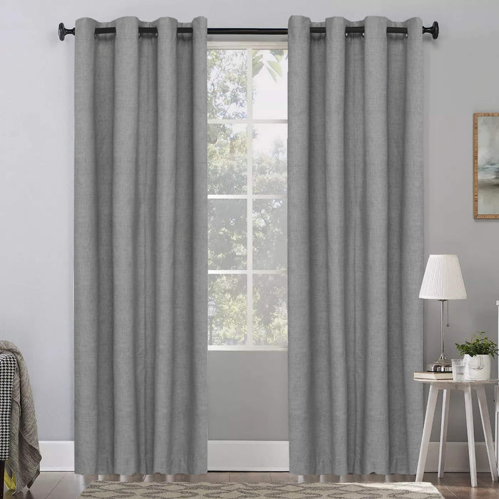 textured grey blackout curtain