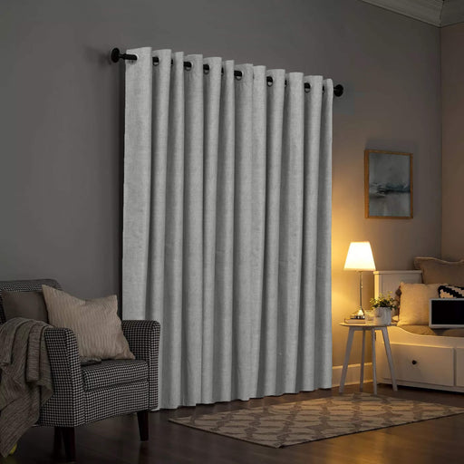 textured grey blackout curtain