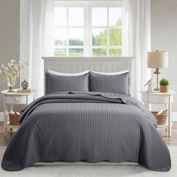 ultrasonic quilted bedspread grey