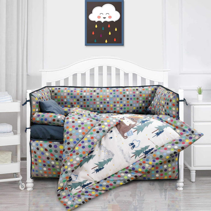 ultrasoft warm bear in the forest baby cot set