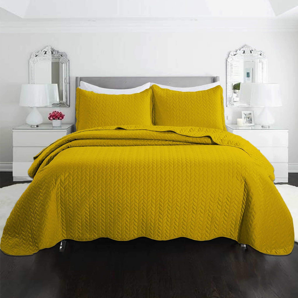 Ultrasonic Quilted Bedspread Ochre