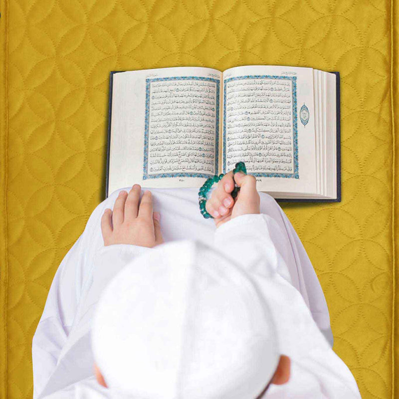 luxury velvet embossed kids prayer mat