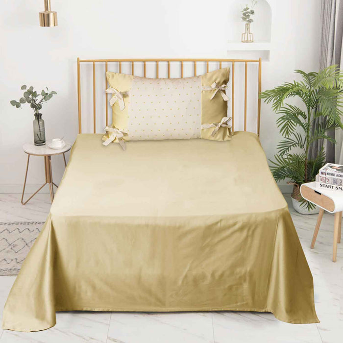 cream yellow bow single bedsheet