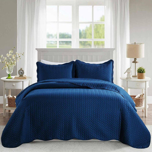 ultrasonic quilted bedspread navy