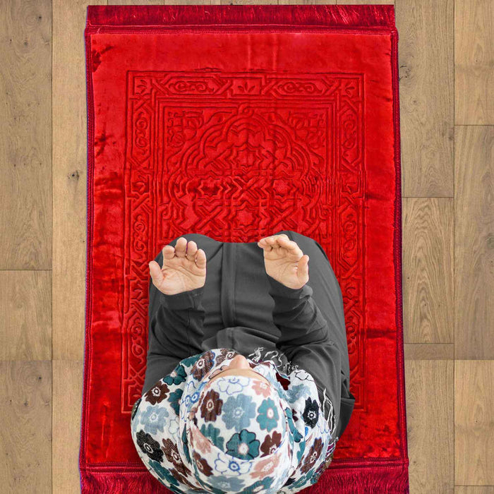 premium heatpress turkish mehrab embossed prayer mat