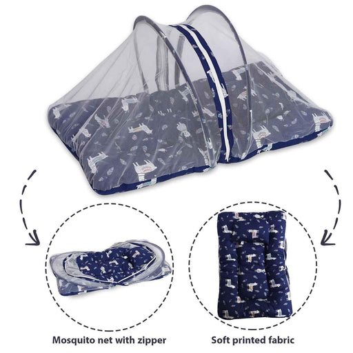 blue llamas mosquito net bed